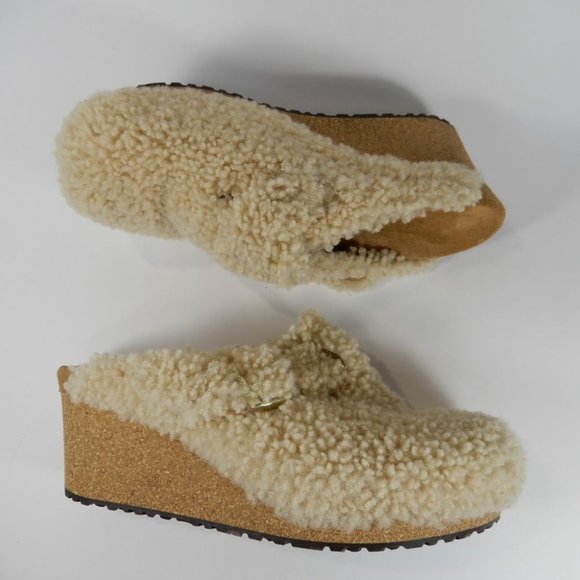 PAPILLIO Birkenstock Fanny Teddy Shearling Wedge Mule CLOG EU 40 9 9.5 NEW $190 - Picture 9 of 11